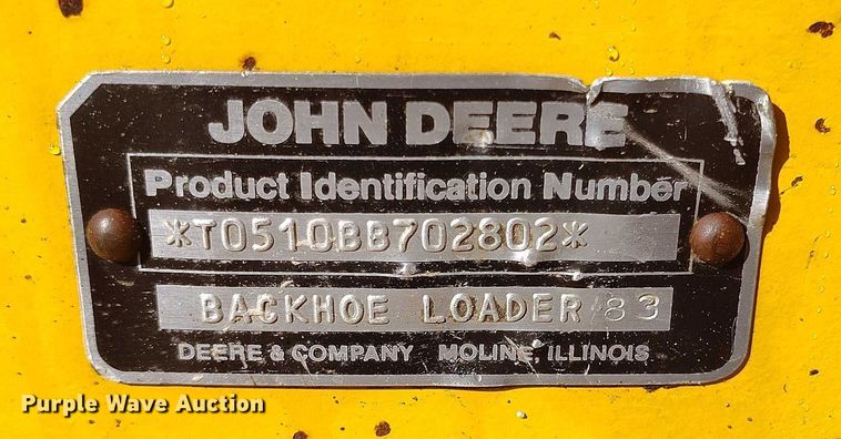 image for item IP9735 1983 John Deere 510B Turbo backhoe