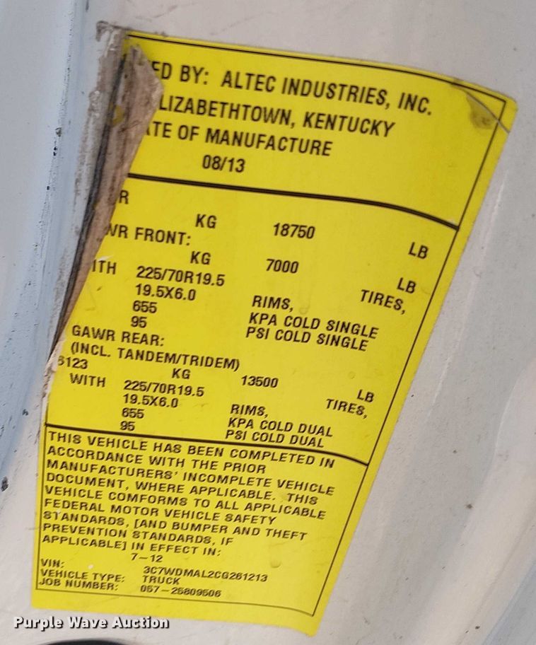 image for item NU9734 2012 Dodge Ram 5500 bucket truck