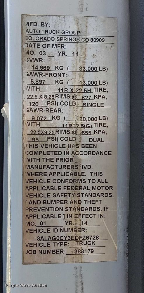 image for item NU9765 2014 Freightliner 108SD utility / service truck