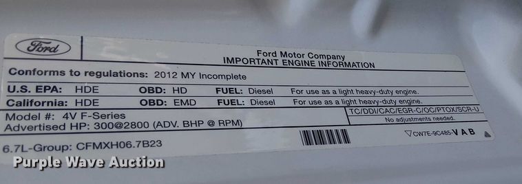 image for item NU9766 2012 Ford F450 Super Duty XL utility / service truck