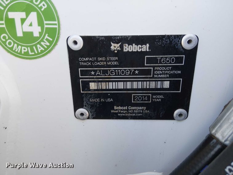 image for item NU9786 2014 Bobcat T650 tracked skid steer loader
