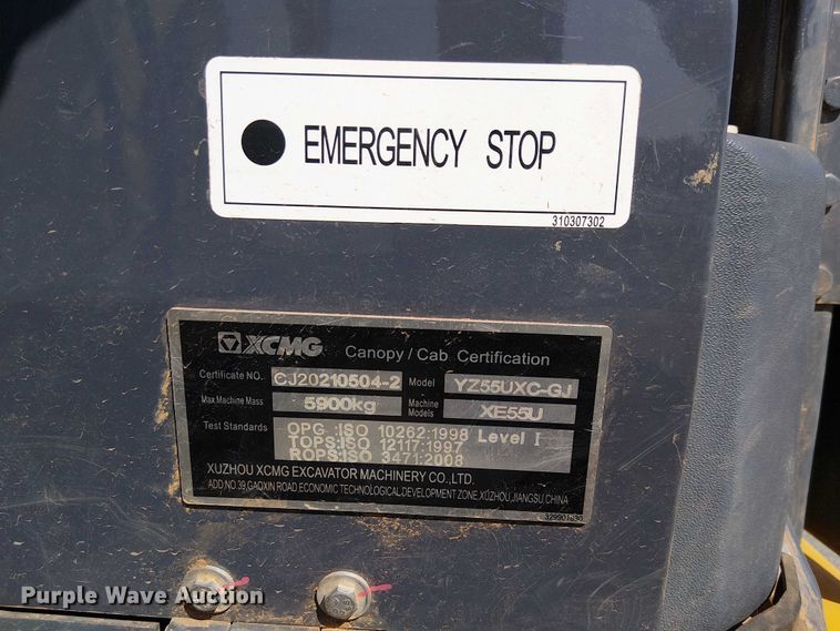 image for item YA1192 2021 XCMG XE55U mini excavator