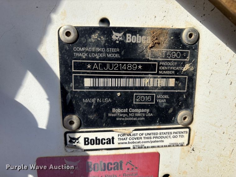image for item YA1268 2016 Bobcat T590 tracked skid steer loader