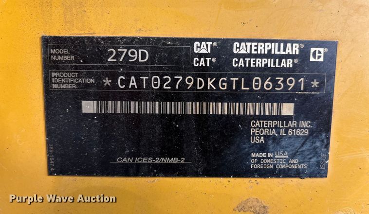 image for item YA1290 2019 Caterpillar 279D tracked skid steer loader