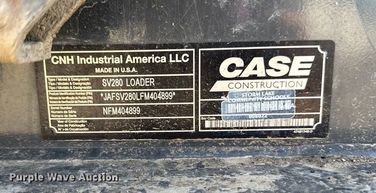 image for item YA1291 2015 Case SV280 skid steer loader