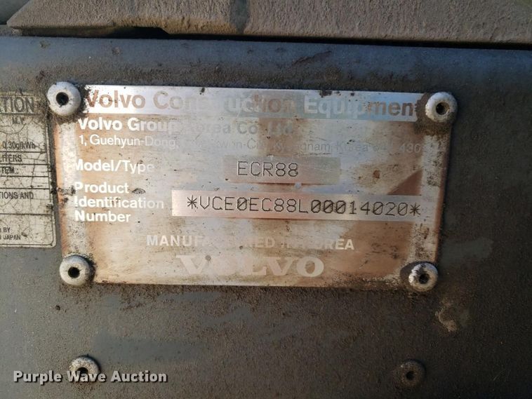 image for item YA1366 2008 Volvo ECR88 mini excavator