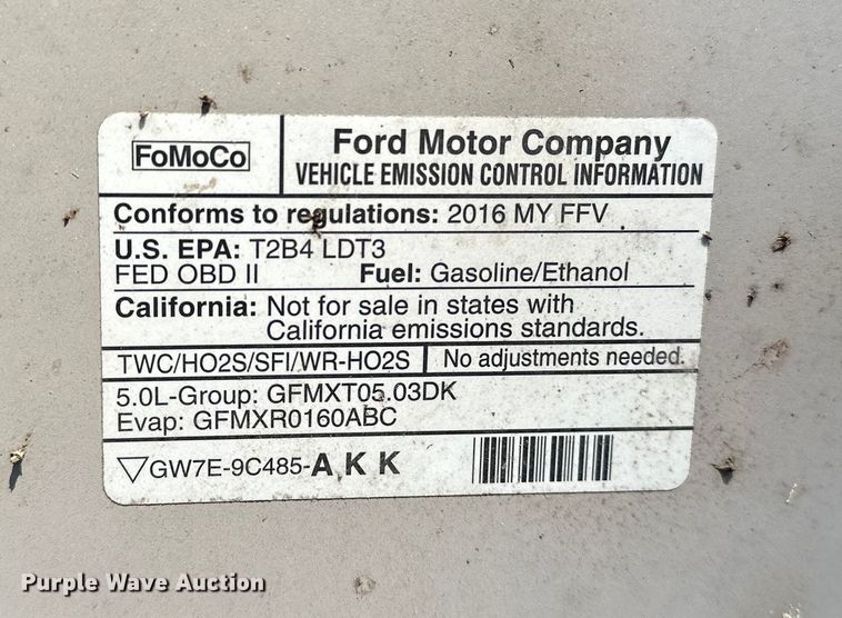 image for item DF8638 2016 Ford F150 SuperCab pickup truck