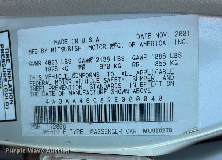 image for item DM1975 2002 Mitsubishi Galant ES 