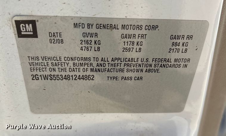 image for item DM1976 2008 Chevrolet Impala Police 