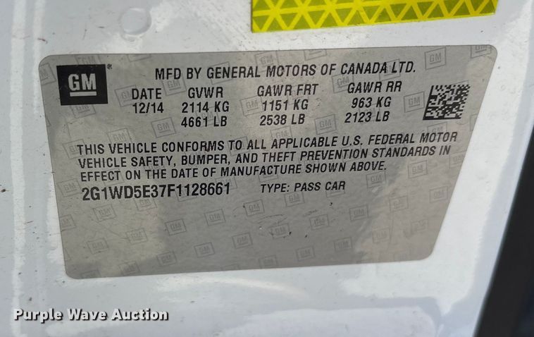 image for item DM1977 2015 Chevrolet Impala Police Cruiser 