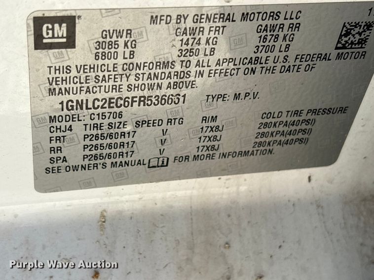 image for item DM1979 2015 Chevrolet Tahoe Police SUV