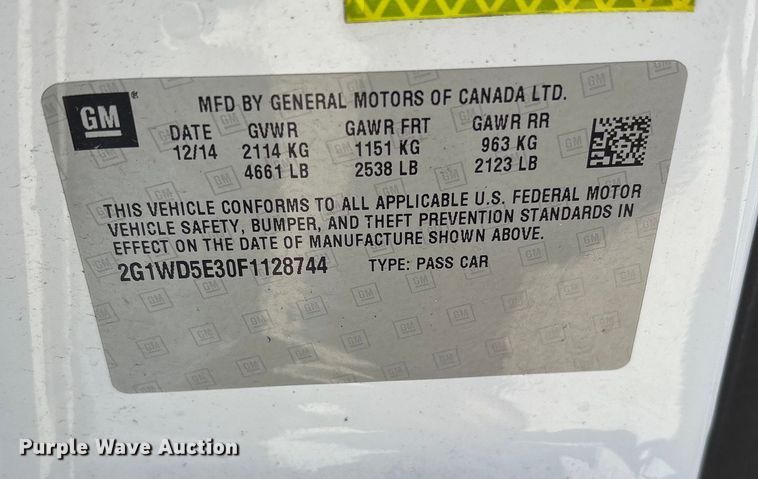 image for item DM1980 2015 Chevrolet Impala Police Cruiser 