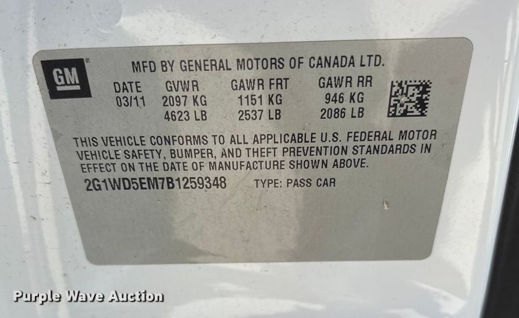 image for item DM1981 2011 Chevrolet Impala Police Cruiser 