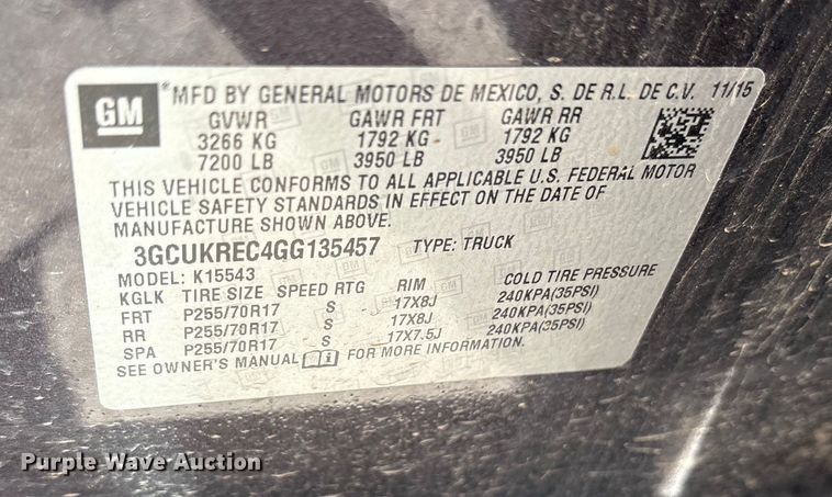 image for item DM1984 2016 Chevrolet Silverado 1500 Crew Cab pickup truck