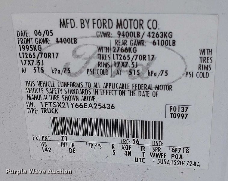 image for item DP5134 2006 Ford F250 Super Duty SuperCab pickup truck