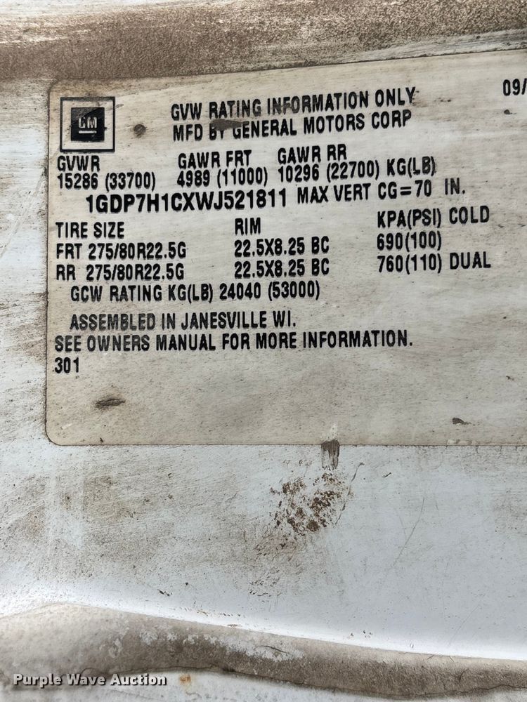 image for item DU1498 1998 GMC C7500 dump truck