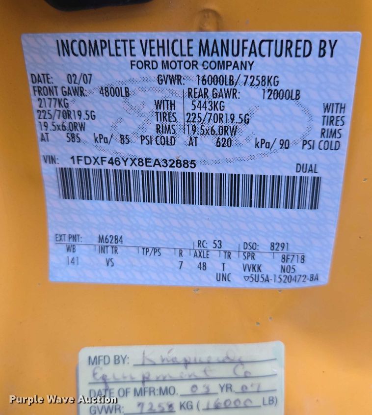 image for item DU3687 2008 Ford F450 utility / service truck