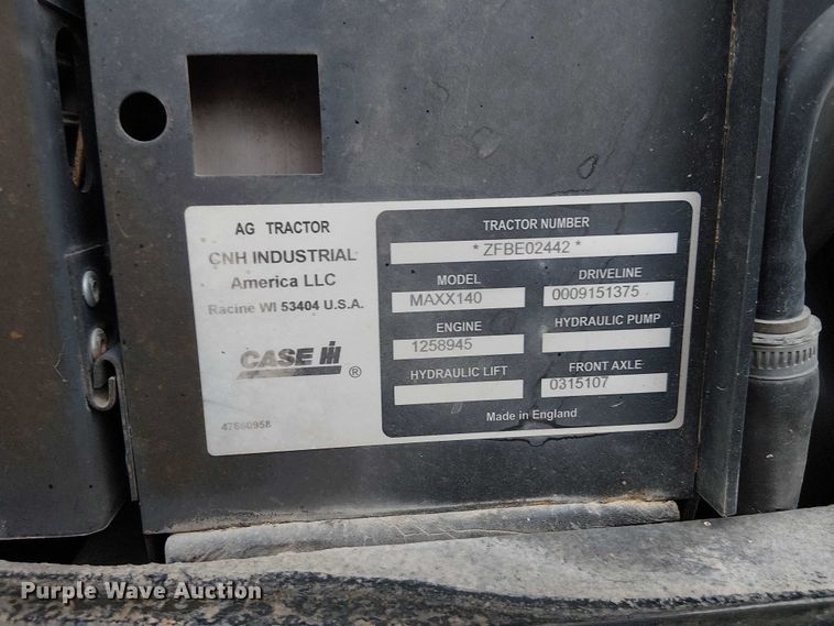 image for item DU3699 2015 Case IH Maxxum 140 MFWD tractor