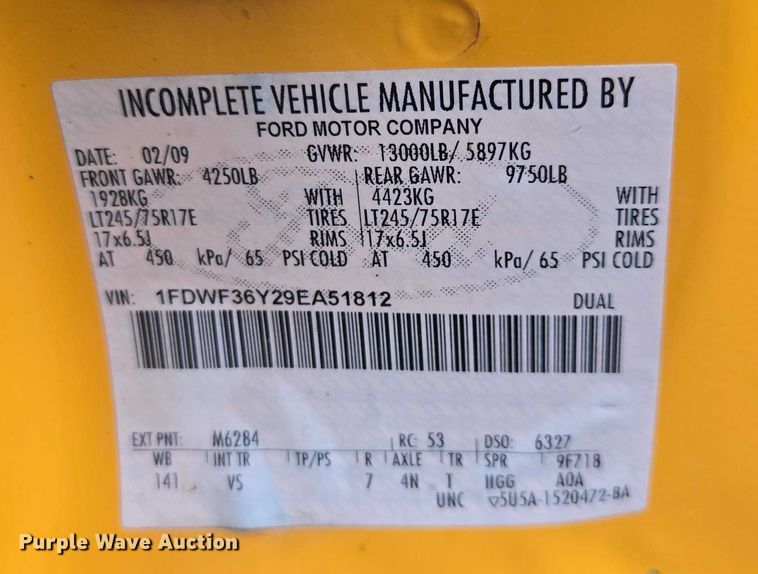 image for item DU3702 2009 Ford F350 Super Duty XL dump flatbed pickup truck