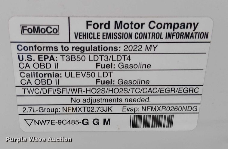 image for item DU3704 2022 Ford F150 SuperCrew pickup truck