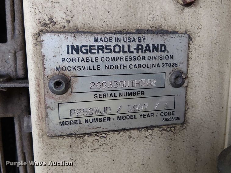 image for item DU3707 1997 Ingersoll-Rand P250WJD air compressor