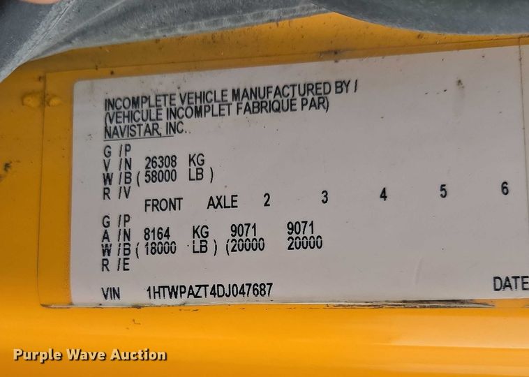 image for item DU3708 2013 International WorkStar 7500 dump truck