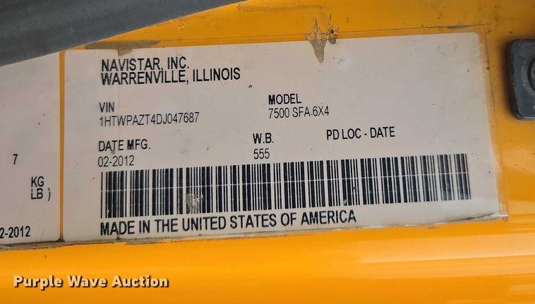 image for item DU3708 2013 International WorkStar 7500 dump truck