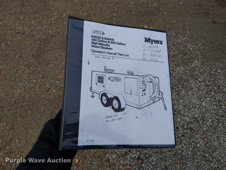 image for item DU3723 Meyers RJ-0635 sewer jetter trailer