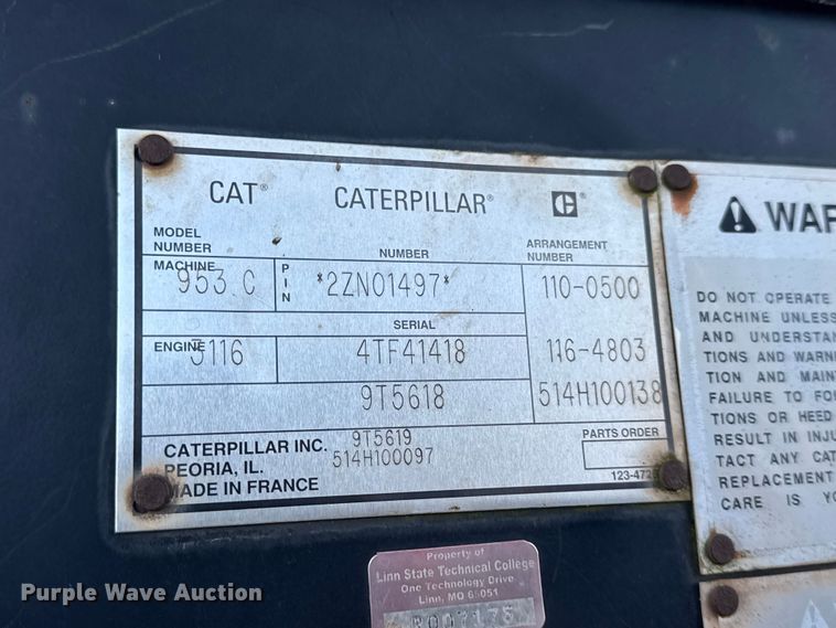 image for item DW6661 1998 Caterpillar 953C track loader