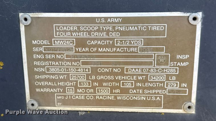 image for item DW6665 1984 Case MW24C wheel loader