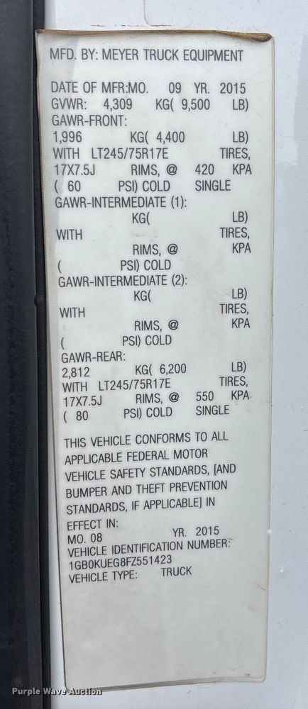 image for item DW7253 2015 Chevrolet Silverado 2500HD utility bed pickup truck