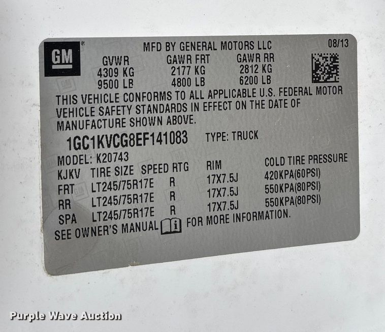 image for item DW7254 2014 Chevrolet Silverado 2500HD Crew Cab pickup truck