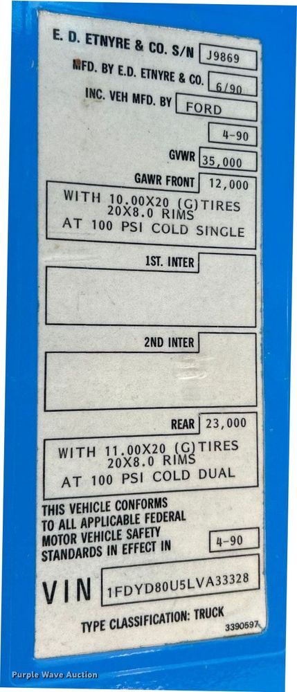 image for item DX1494 1990 Ford C8000 flatbed truck