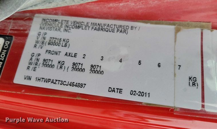 image for item DX6591 2011 International  Work Star 7500 dump truck