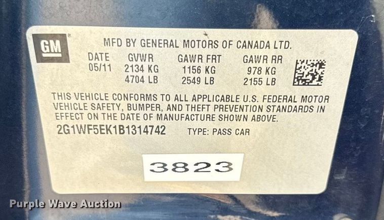 image for item DY8455 2011 Chevrolet Impala 