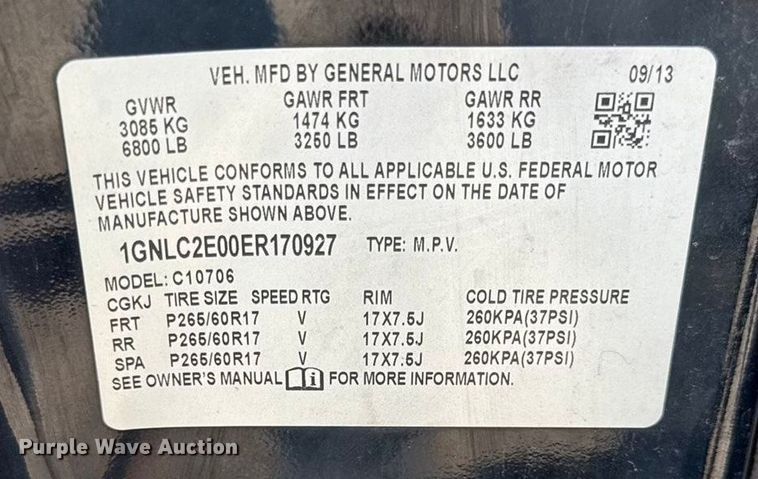 image for item DY8459 2014 Chevrolet Tahoe Police SUV