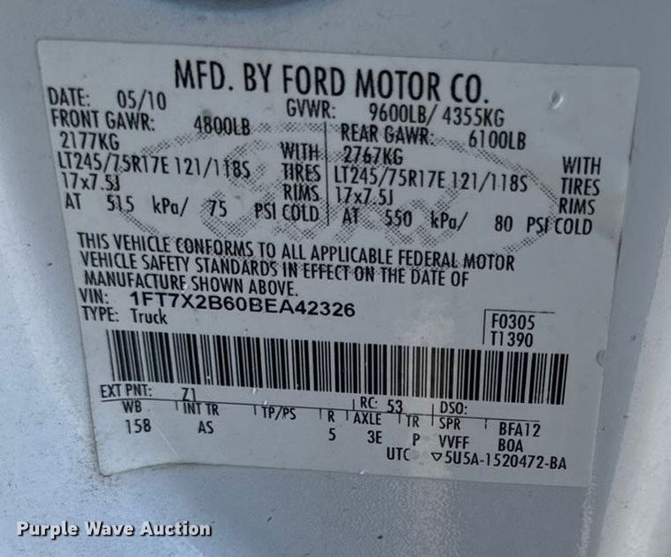 image for item DY8460 2011 Ford F250 Super Duty SuperCab pickup truck