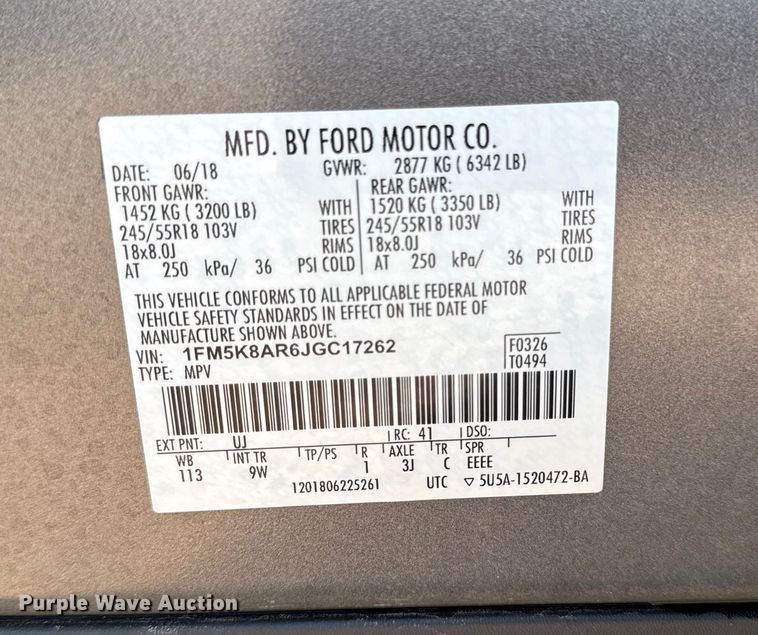 image for item EA1988 2018 Ford Explorer Police Interceptor SUV