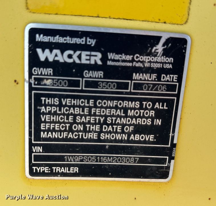 image for item EA7687 2006 Wacker PT6LT trash pump