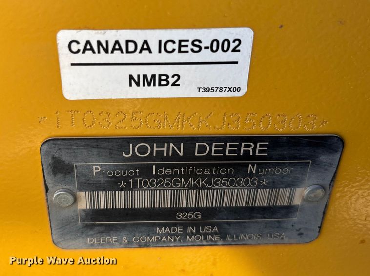 image for item EA7694 2019 John Deere 325G tracked skid steer loader