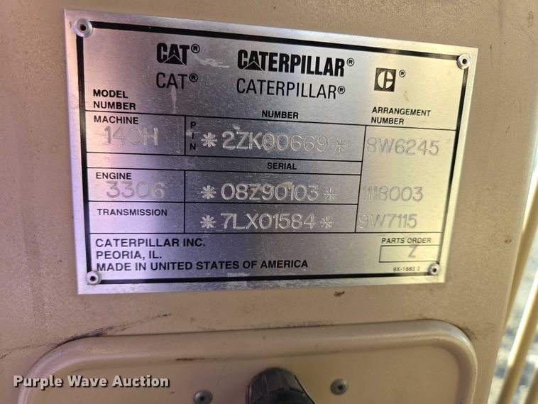 image for item EB1120 1996 Caterpillar 140H motor grader