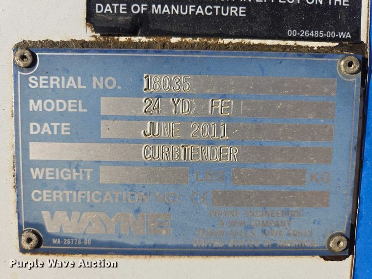 image for item EB1125 2012 Peterbilt 320 refuse truck