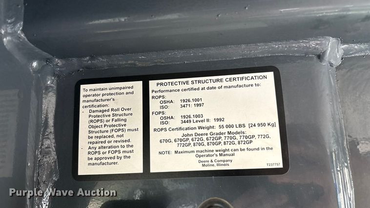 image for item ED2327 2015 John Deere 670G motor grader