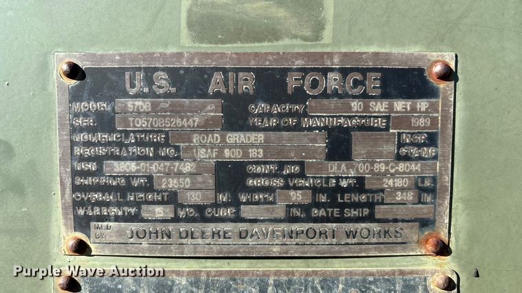 image for item ED2328 1990 John Deere 570B motor grader