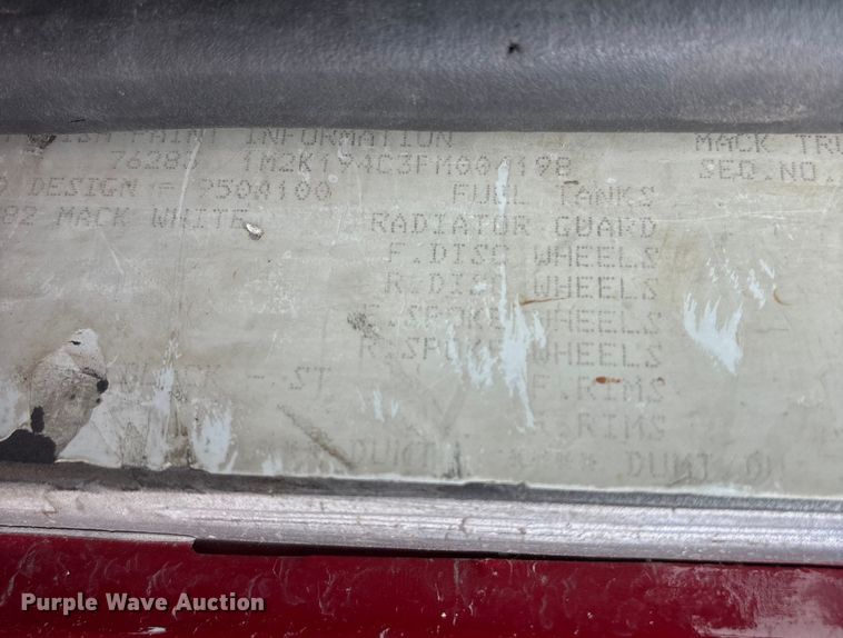 image for item ED2334 1993 Mack MR688P pumper fire truck