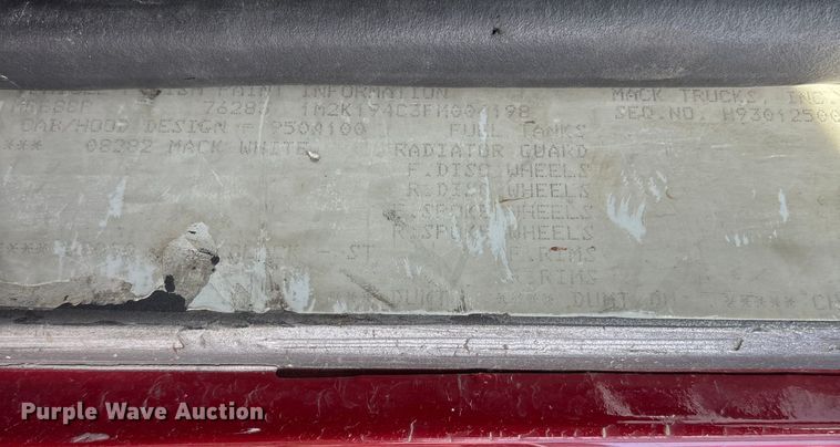 image for item ED2334 1993 Mack MR688P pumper fire truck