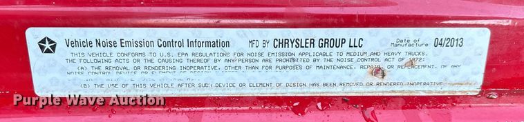 image for item ED2338 2013 RAM 4500 truck cab and chassis