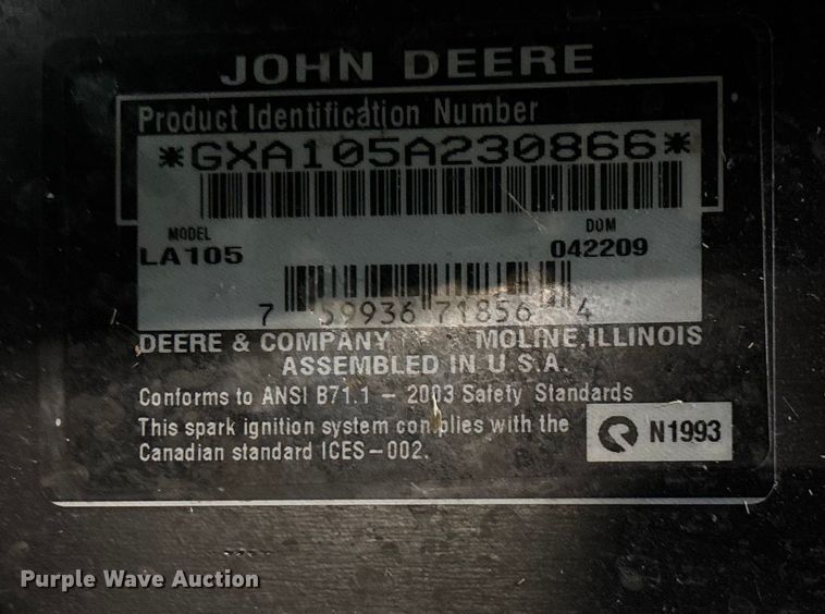 image for item EE4270 2009 John Deere LA105 lawn mower