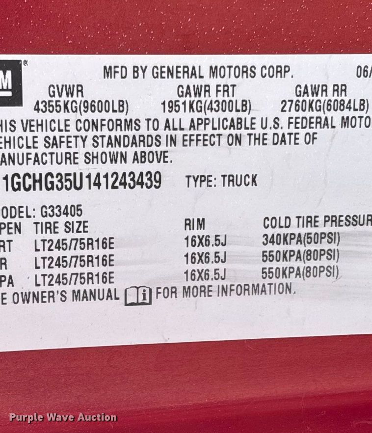 image for item EE4283 2004 Chevrolet Express 3500 van