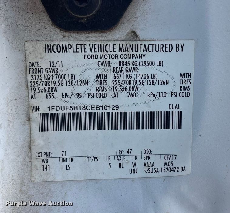 image for item EE4289 2012 Ford F550 bucket truck